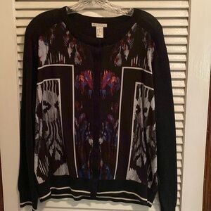 Used/Like New- WOOL By H&M Abstract Print Cardigan, Black Size 12